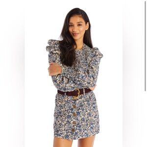 Floral Blue and Cream Women's Top